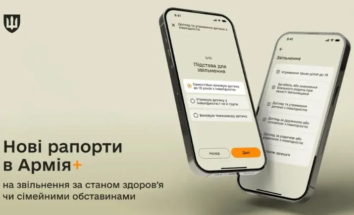 Нові рапорти в Армія+: 6 рапортів на звільнення через сімейні питання та за станом здоров’я