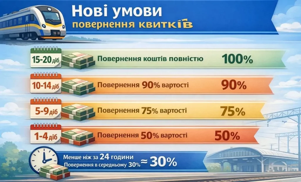 Мінрозвитку змінює правила повернення залізничних квитків