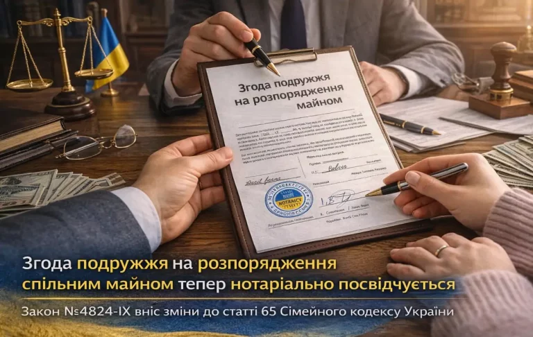 Нотаріальна згода подружжя на розпорядження спільним майном