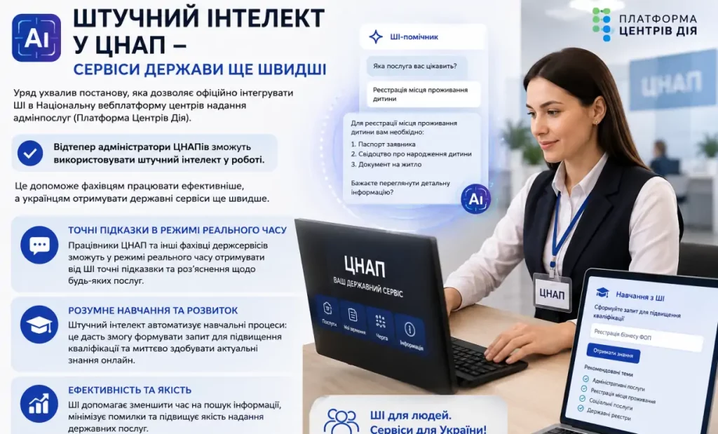 ШІ у ЦНАПах – уряд впроваджує технології, як змінять держпослуги