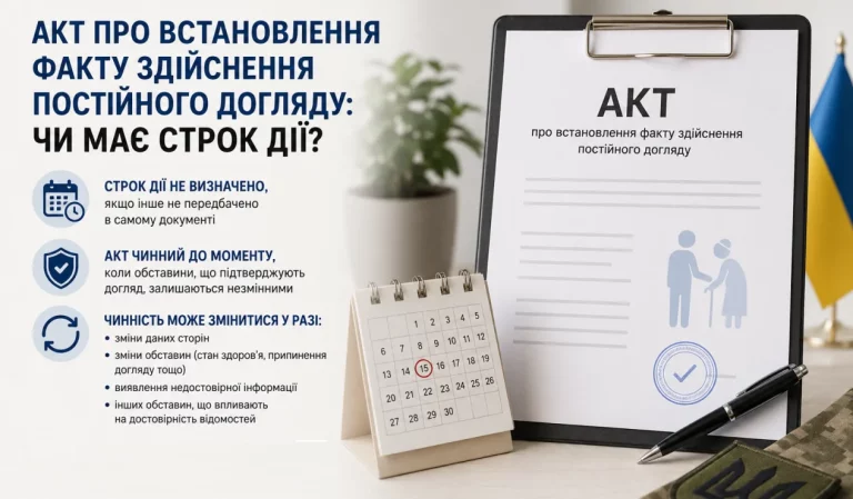 Чи має строк дії акт про встановлення факту здійснення постійного догляду
