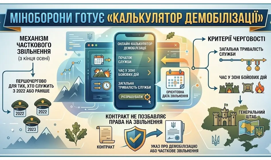 Калькулятор демобілізації, згенеровано для Legalist.com.ua