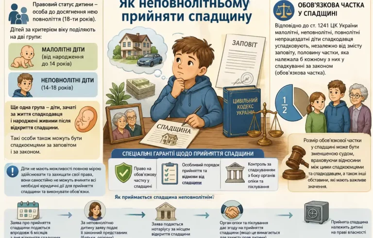 Спадкування, прийняття спадщини неповнолітнім спадкоємцем