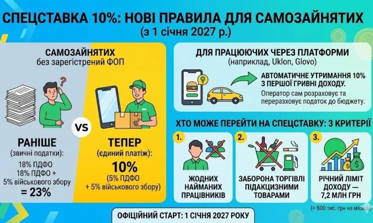 Нова спецставка 10% для самозайнятих осіб