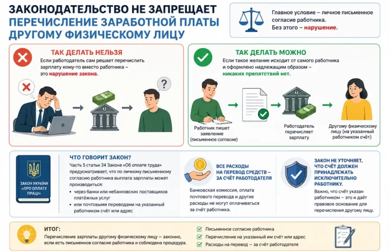 Чи можна перераховувати зарплату працівника іншій людині