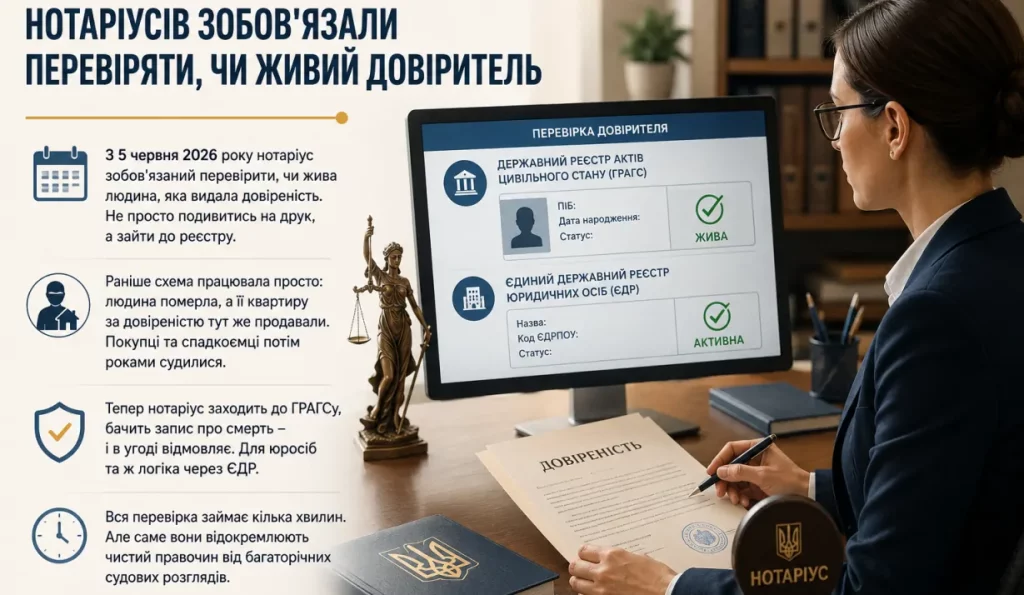 Нотаріуси перевірятимуть, чи живий довіритель