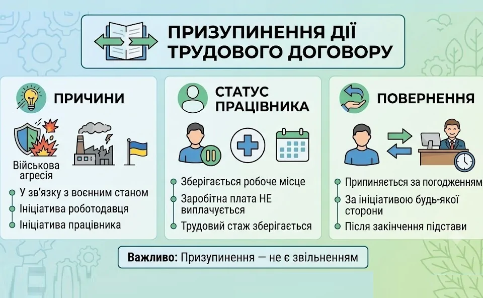 Призупинення дії трудового договору за ініціативою однієї зі сторін