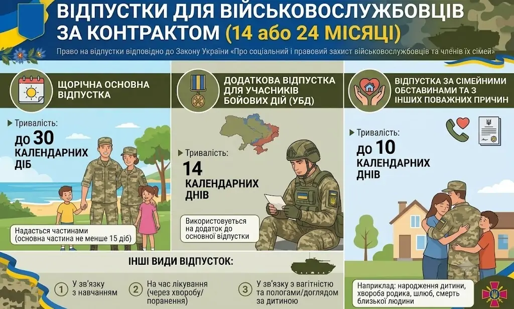 Военный контракт на 14 или 24 месяца – отпуск как часть социальных гарантий 1 Відпустка для військових-контрактників