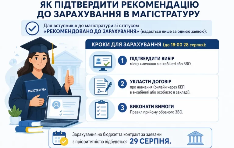 Вступна кампанія, зарахування до магістратури