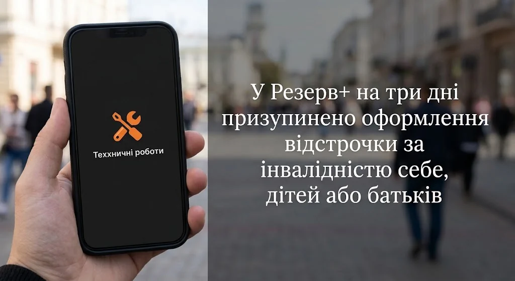 Оформлення відстрочок за інвалідністю призупинено на три дні 1 Резерв+ і відстрочка за інвалідністю: 2 жовтня доступ до окремих послуг тимчасово обмежать